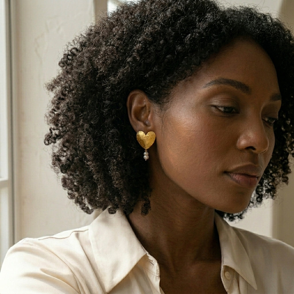 Golden Horn Heart Earrings