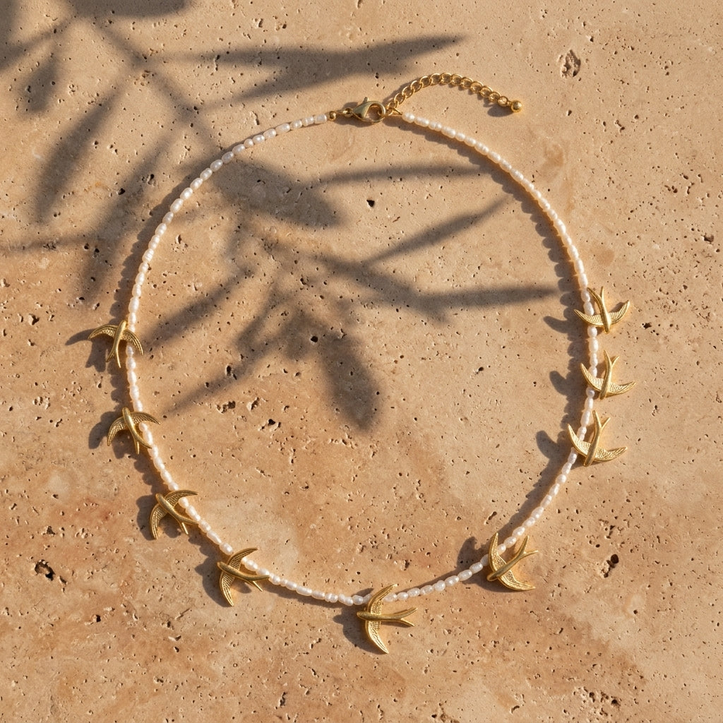 Pearl Bosphorus Birds Necklace