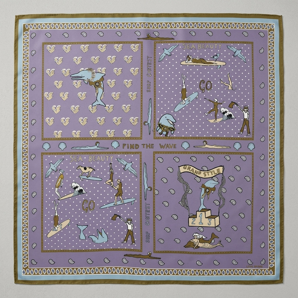 Sea Beauty Lila Silk Scarf