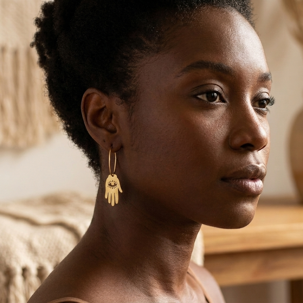Golden Eye Hamsa Earrings
