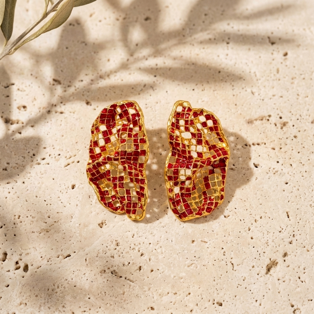 Crimson Reef Curve Earrings