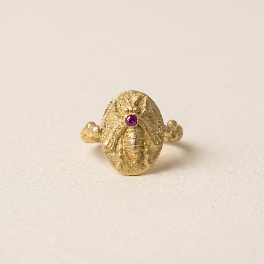 Golden Bee Signet Ring