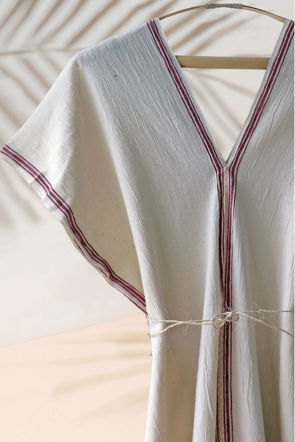 Handwoven Caftan Dress Burgundy