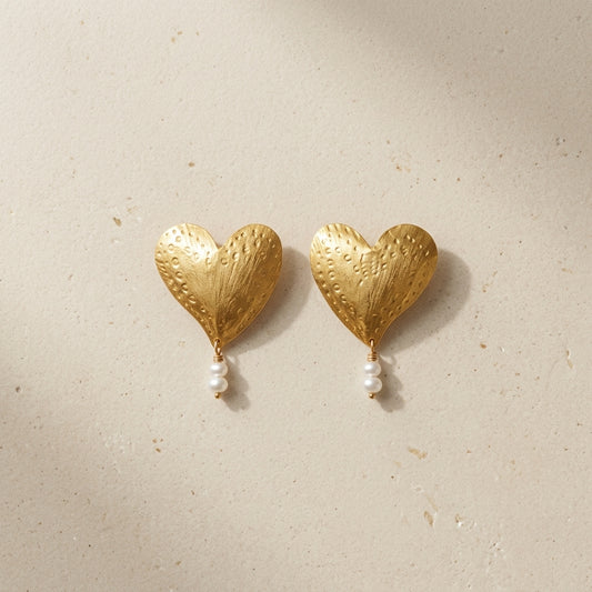 Golden Horn Heart Earrings