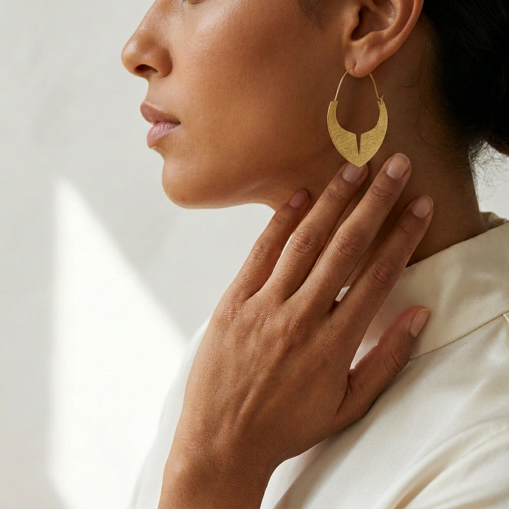 Golden Horn Arc Earrings