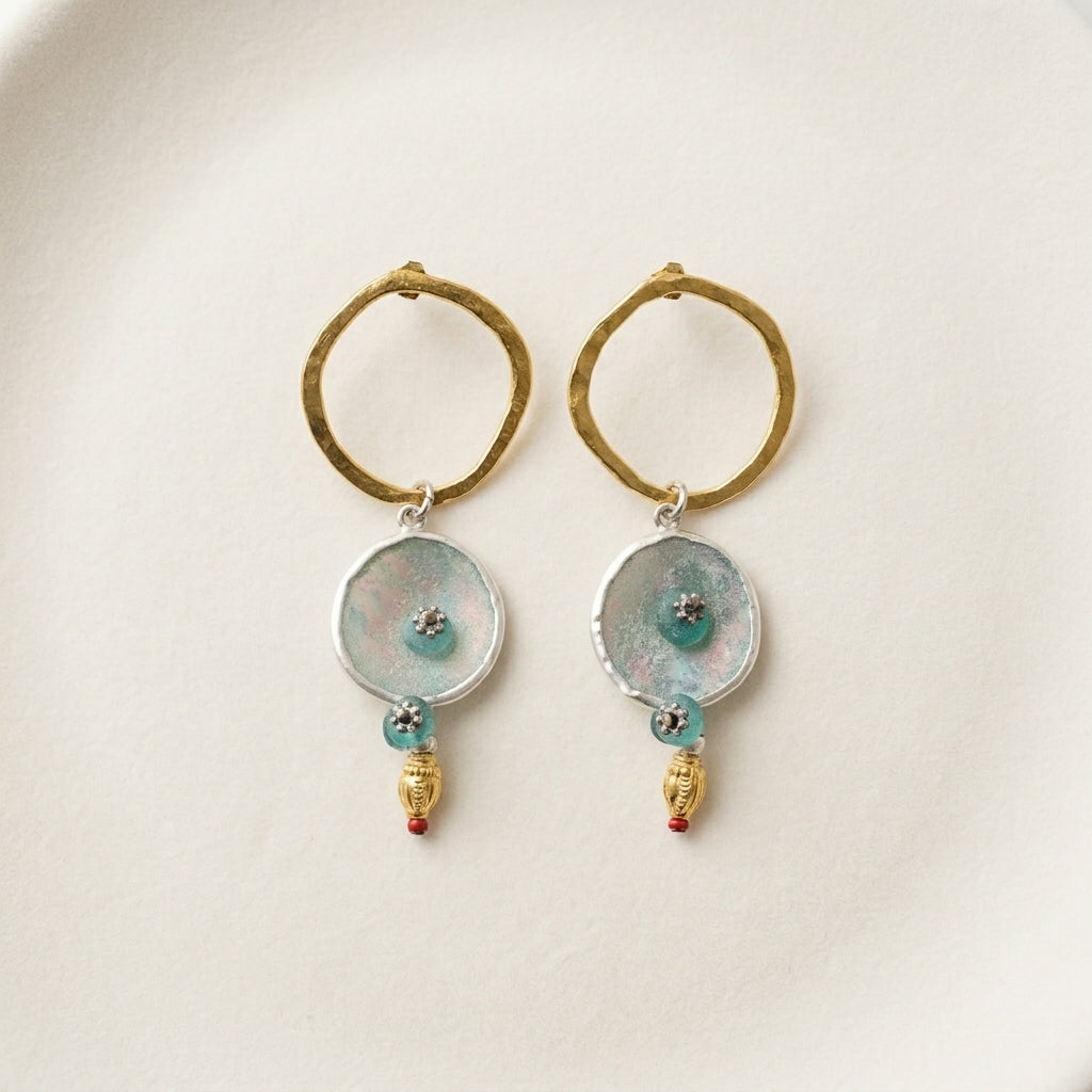 Roman Glass Evil Eye Drop Earrings