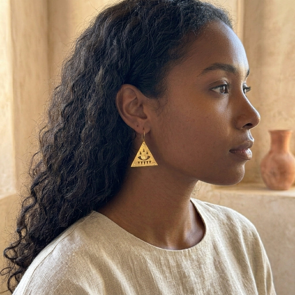 Anatolian Eye Triangle Earrings