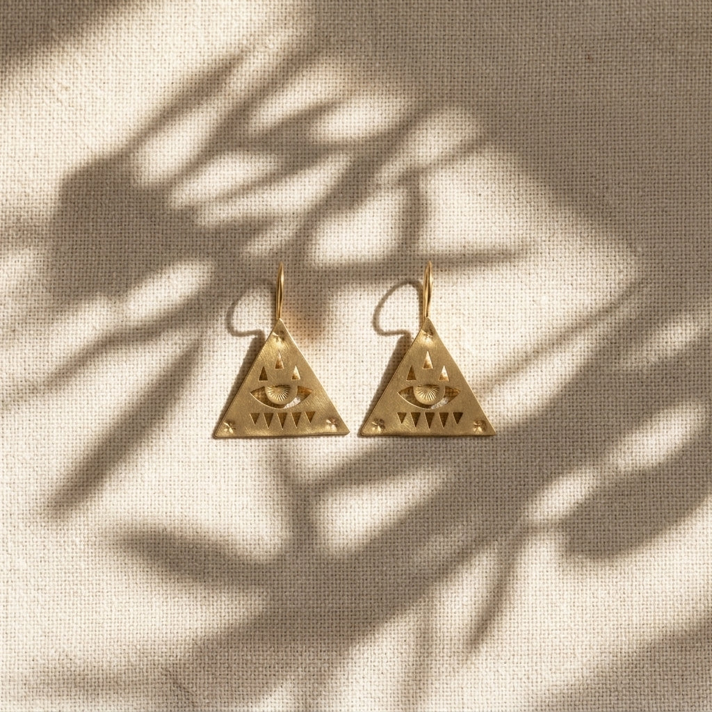 Anatolian Eye Triangle Earrings