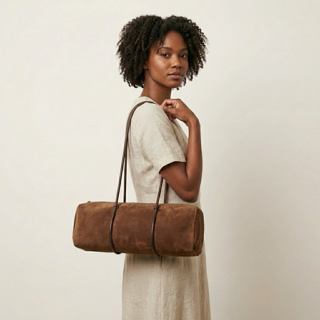 Brown Form Cylinder Bag