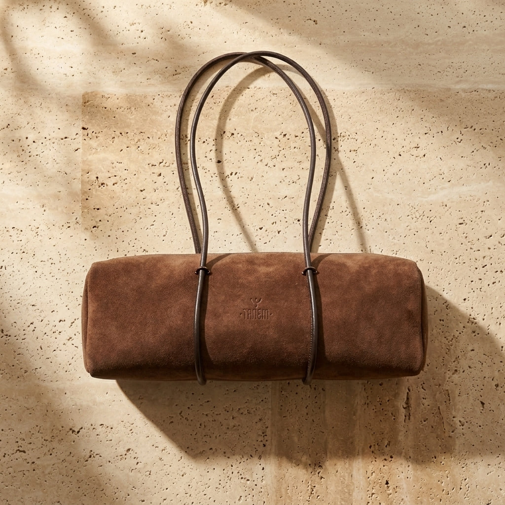 Brown Form Cylinder Bag