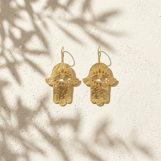 Golden Hamsa Protection Earrings
