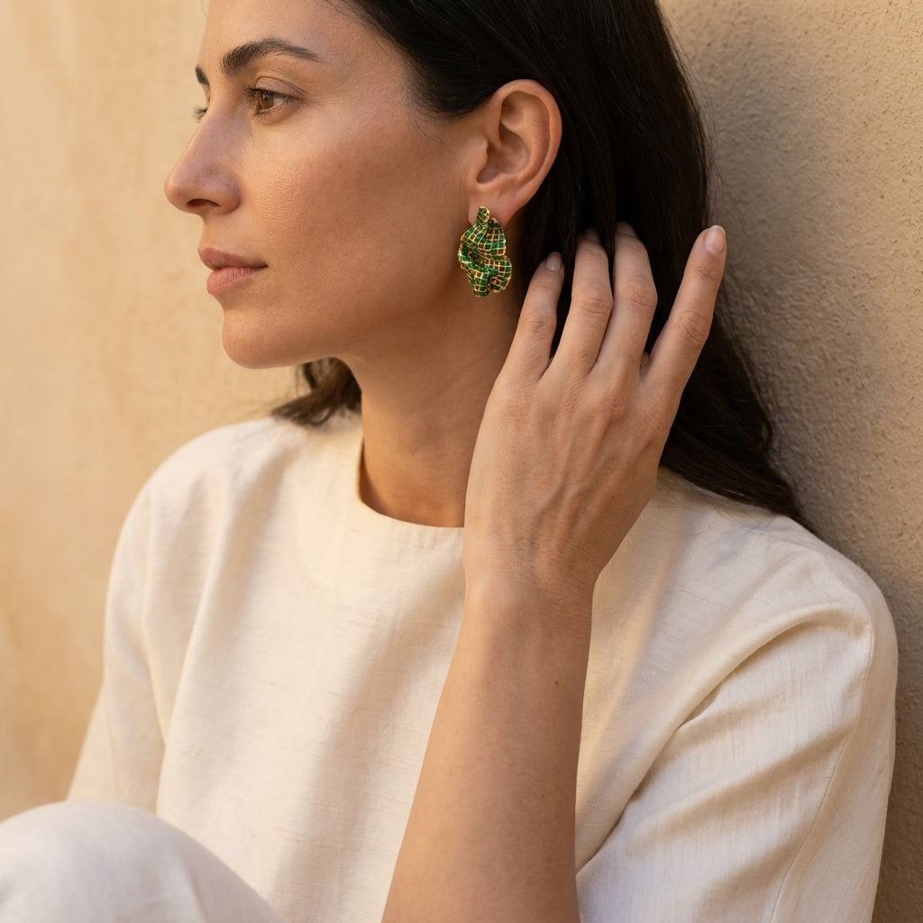 Verdant Reef Curve Earrings