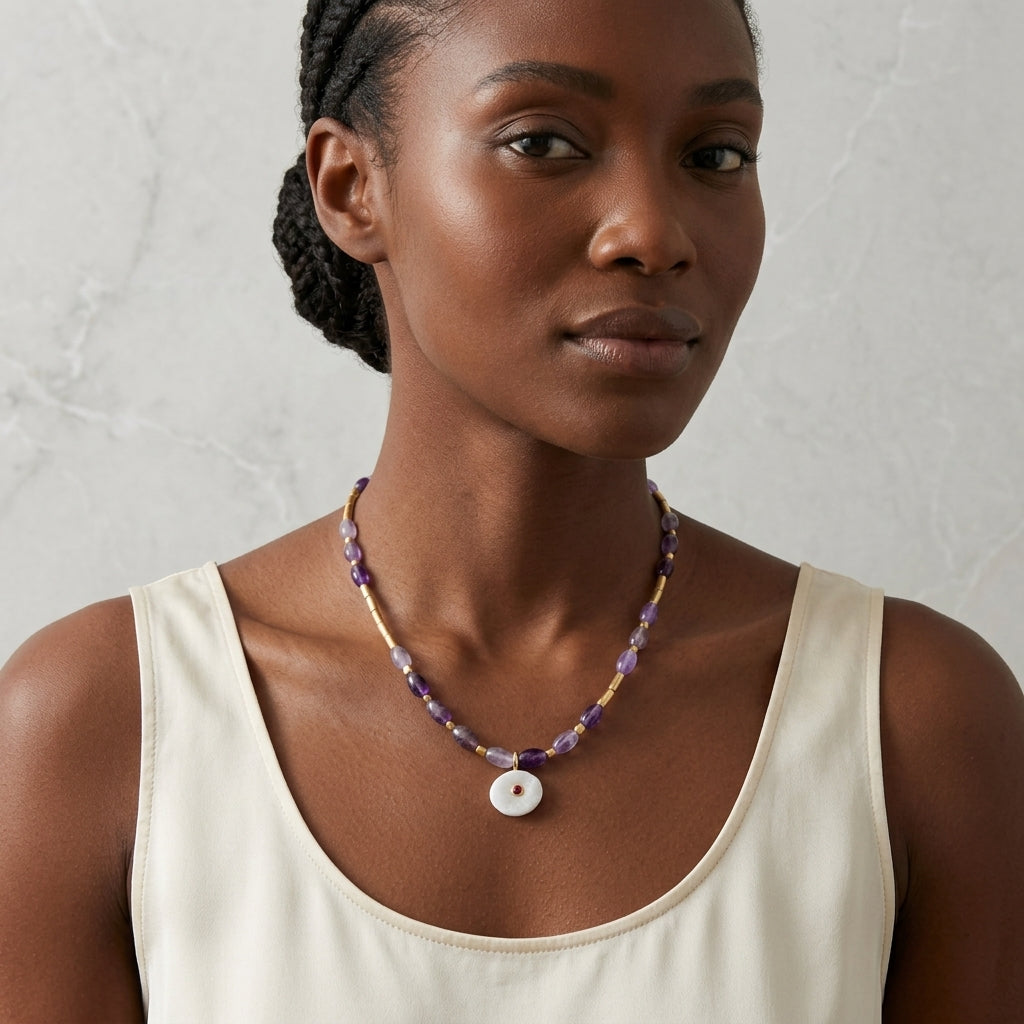 Aegean Nazar Amethyst Necklace