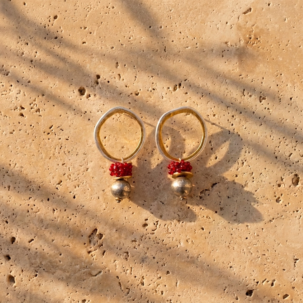 Crimson Relic Hoop Earrings