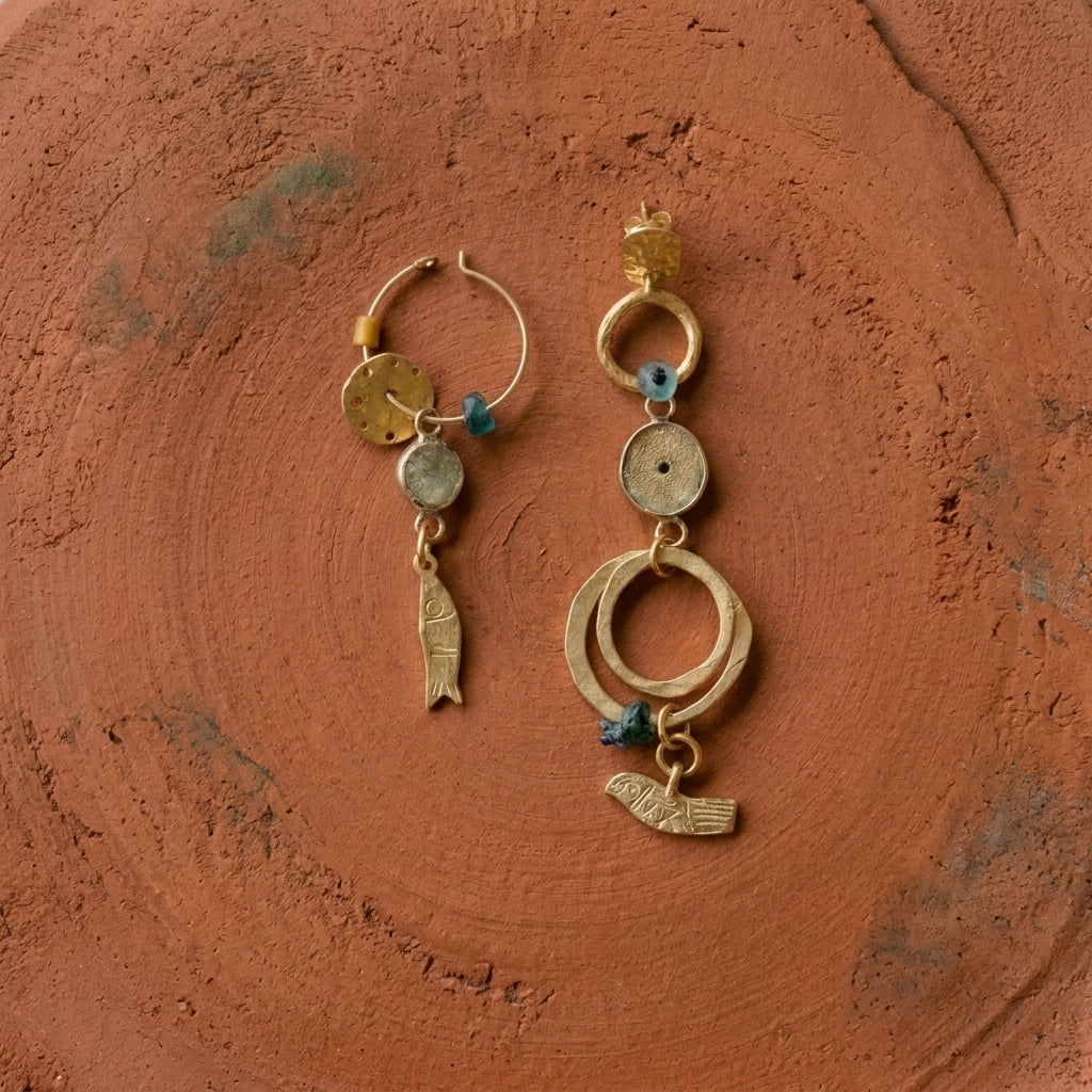 Aegean Fish and Bird Roman Glass Earrings