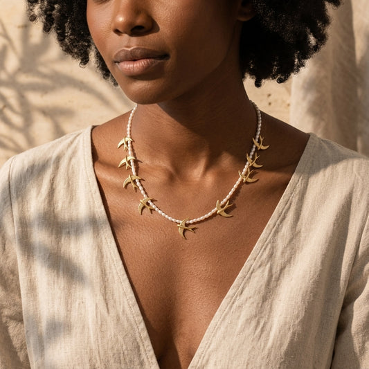 Pearl Bosphorus Birds Necklace