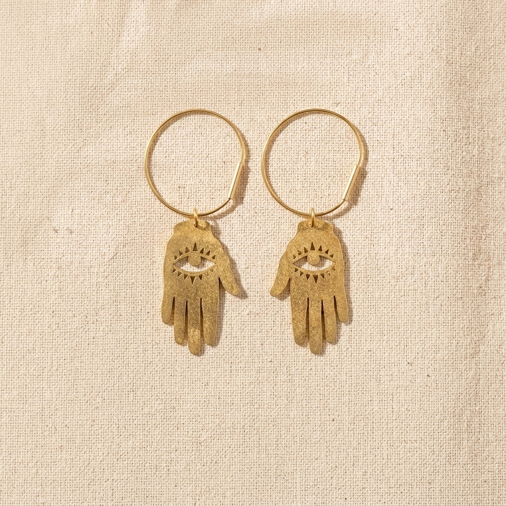 Golden Eye Hamsa Earrings