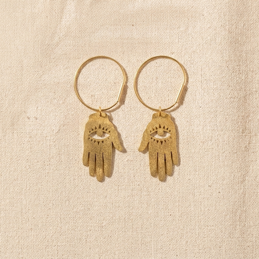 Golden Eye Hamsa Earrings