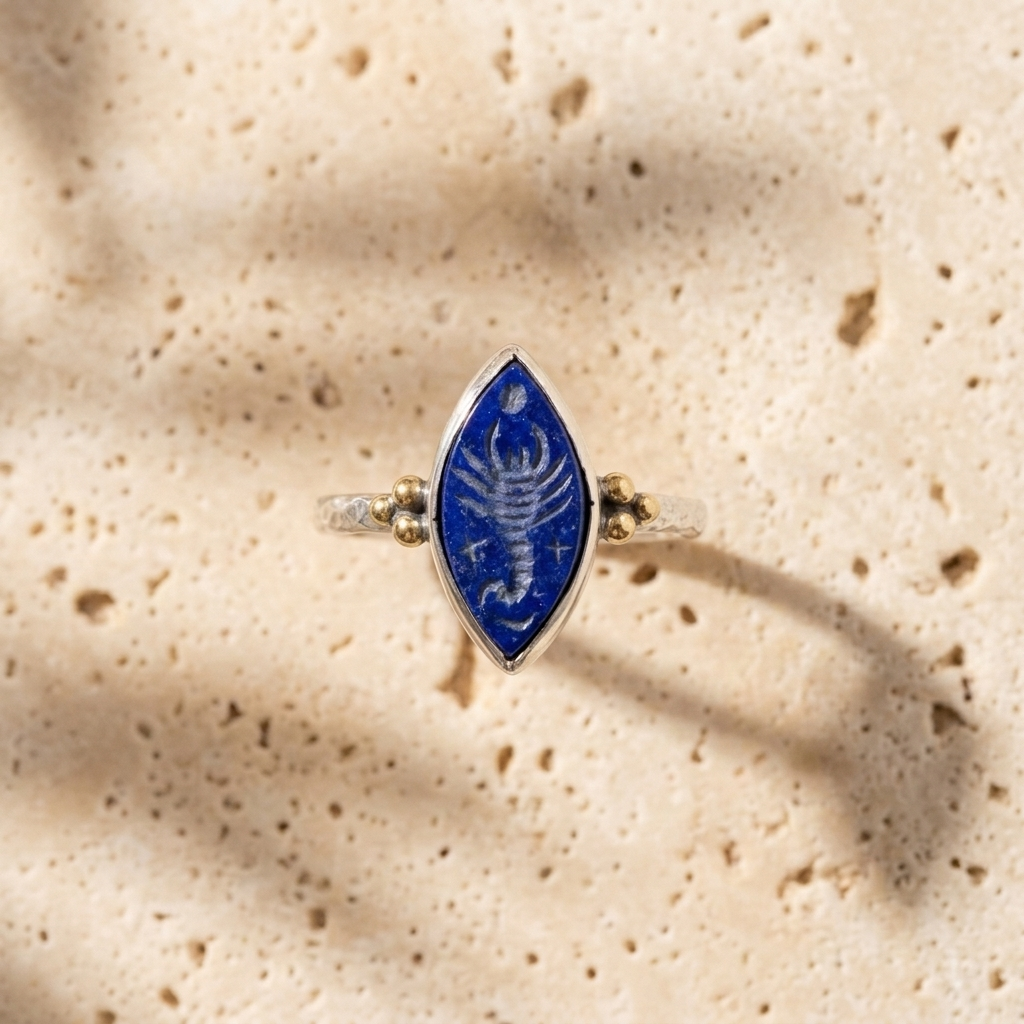 Azure Scorpion Adjustable Ring